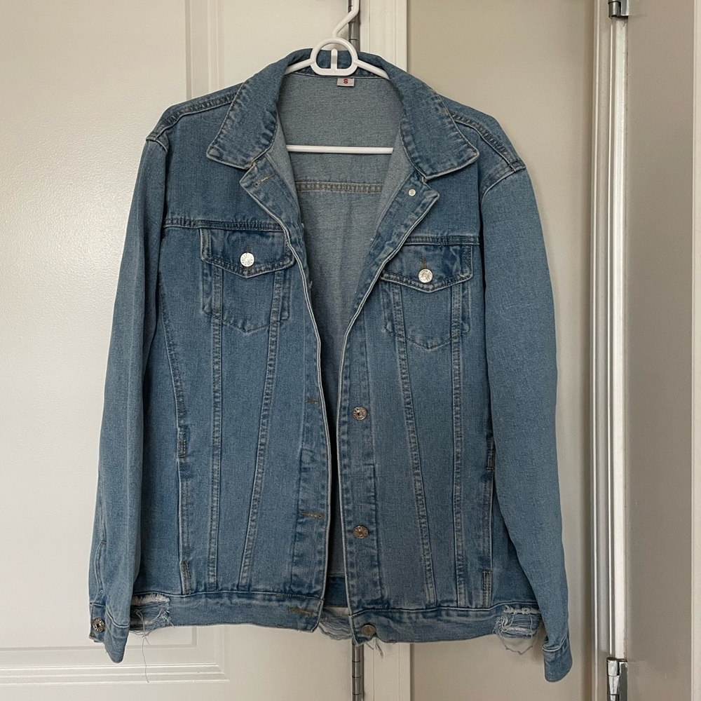 Distressed Oversized Denim Jean Jacket
